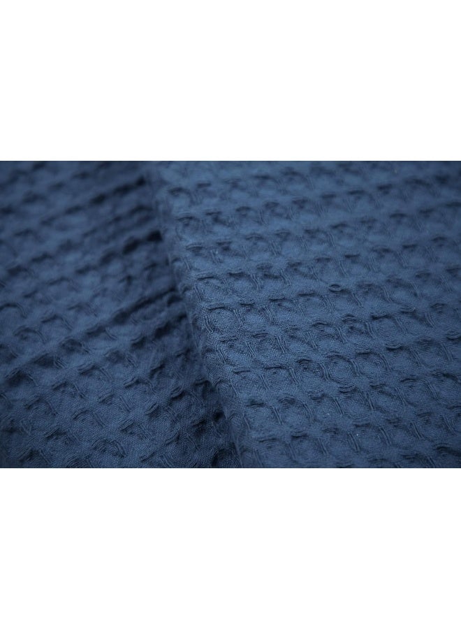 HILLFAIR 100% Combed Cotton Blanketâ€“ Queen Size Bed Blanketâ€“ Warm Soft All Season Breathable Lightweight Summer Blanketsâ€“ Waffle Weave Home Decor Bed Blanket- Navy Queen Bed Cotton Blankets/Bedcover - Image 4